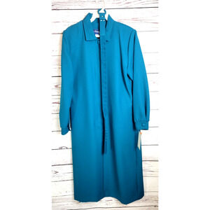 NWT Long Sleeve Belted Midi Dress Nancy II Green Half Button Women's Size 8